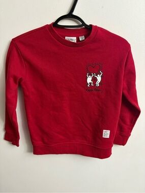 NWOT Keith Haring Kids Red Long Sleeve Graphic Sweatshirt 7-8 years
